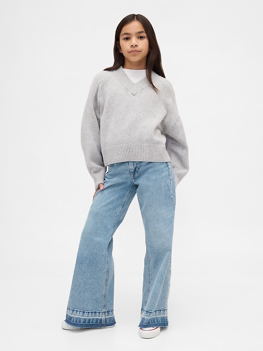 jeans évasés décontractés taille basse pour enfants