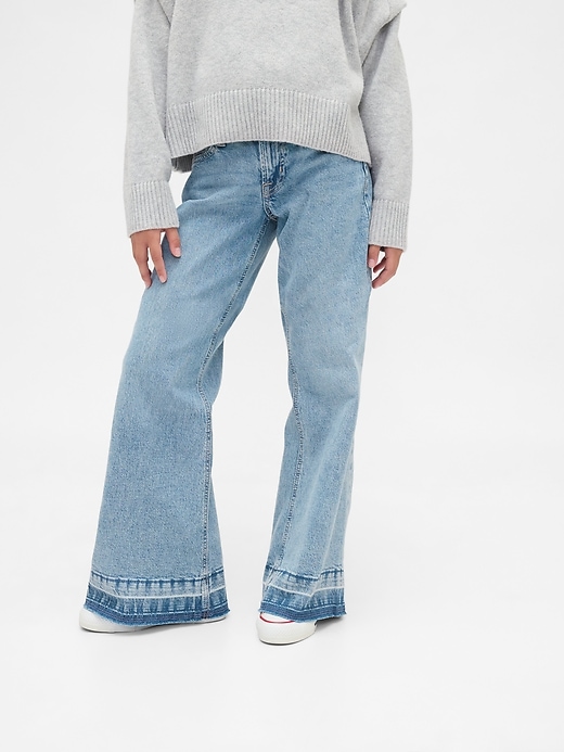 jeans évasés décontractés taille basse pour enfants