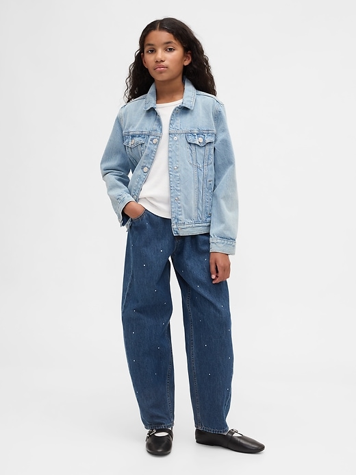 jeans taille haute pour enfants avec strass et coupe facile