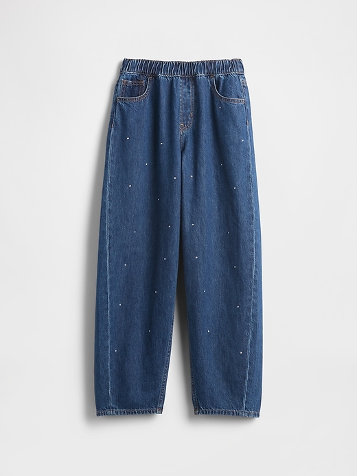 jeans taille haute pour enfants avec strass et coupe facile