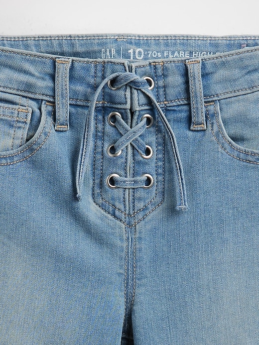 jean évasé à lacets taille haute pour enfants style années 70