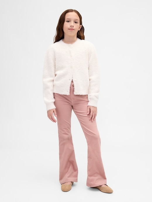 pantalon évasé en velours taille haute pour enfants style années 70