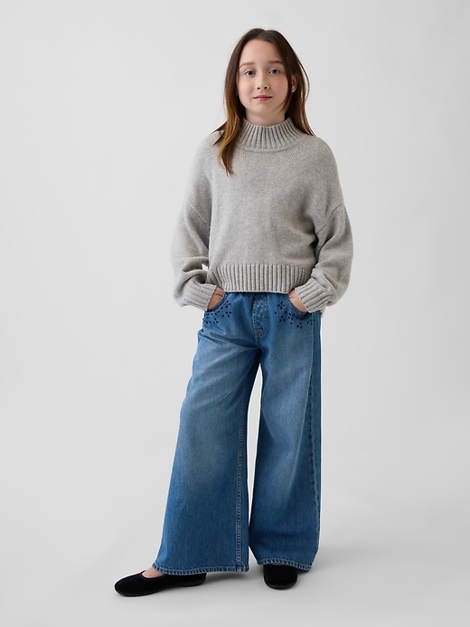 jeans amples et confortables à perles pour enfants taille basse