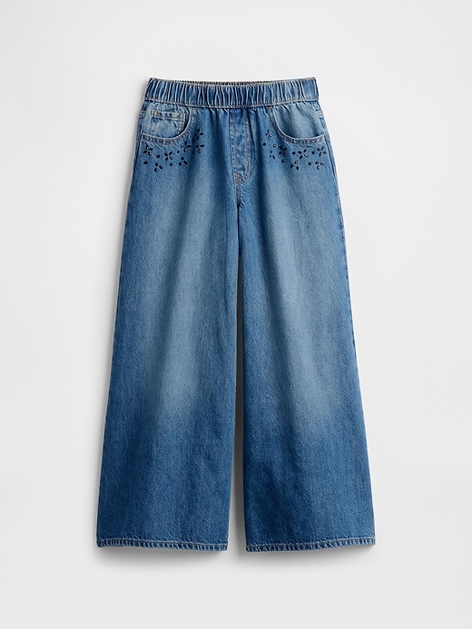 jeans amples et confortables à perles pour enfants taille basse