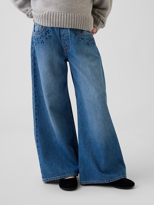 jeans amples et confortables à perles pour enfants taille basse