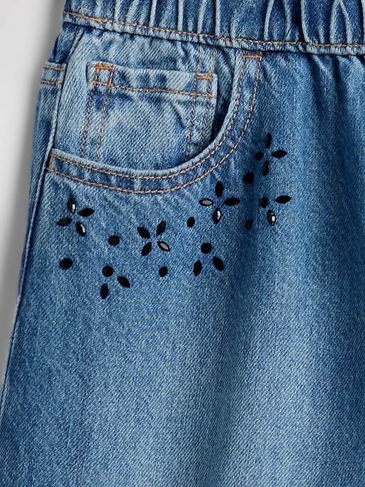 jeans amples et confortables à perles pour enfants taille basse