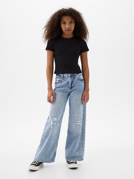 jeans stride à jambes larges et taille basse pour enfants