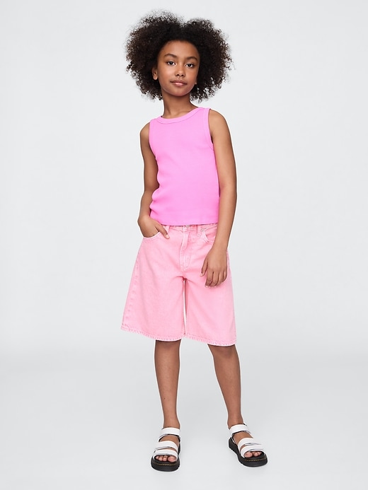 short en jean long taille mi-haute pour enfants