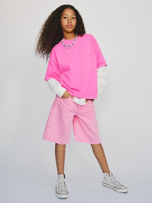 short en jean long taille mi-haute pour enfants