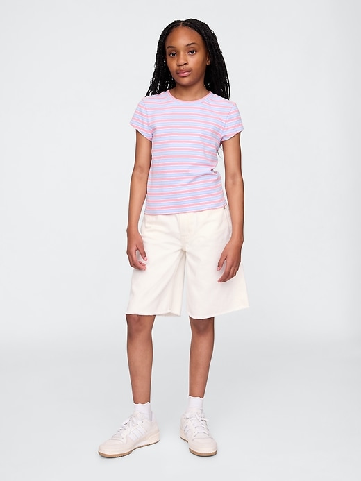 short en jean long taille mi-haute pour enfants