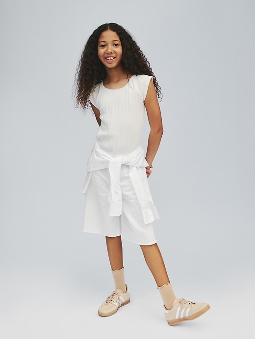 short en jean long taille mi-haute pour enfants