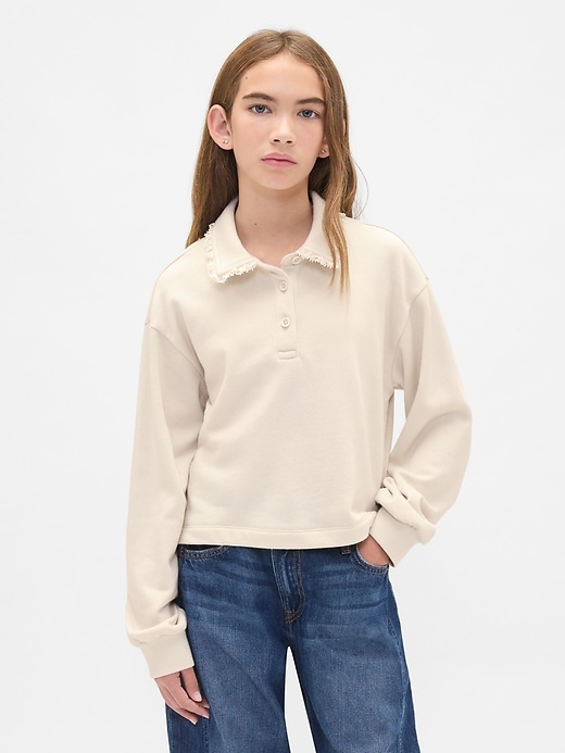 sweat-shirt polo enfant en molleton avec bordure en dentelle
