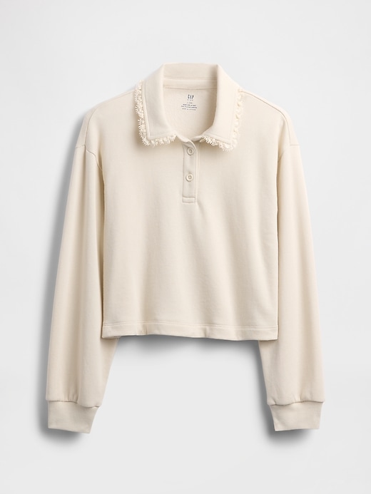 sweat-shirt polo enfant en molleton avec bordure en dentelle