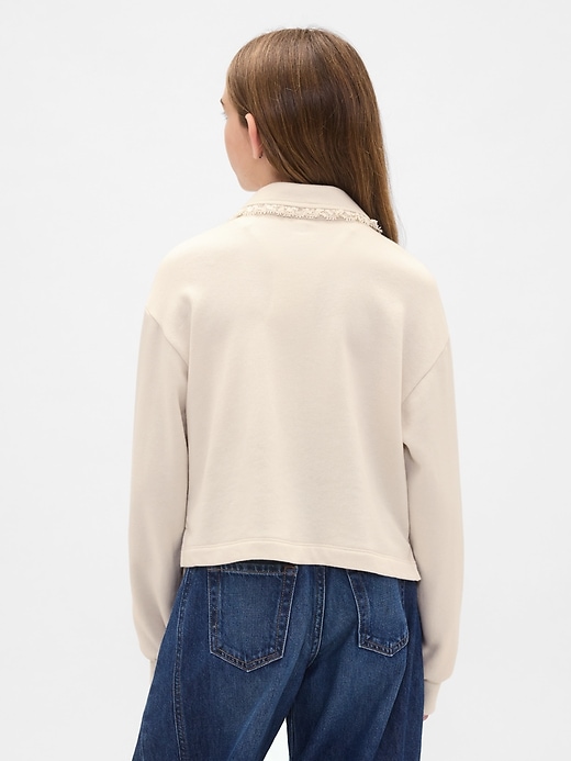 sweat-shirt polo enfant en molleton avec bordure en dentelle
