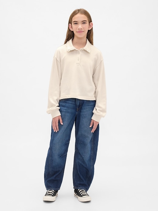 sweat-shirt polo enfant en molleton avec bordure en dentelle