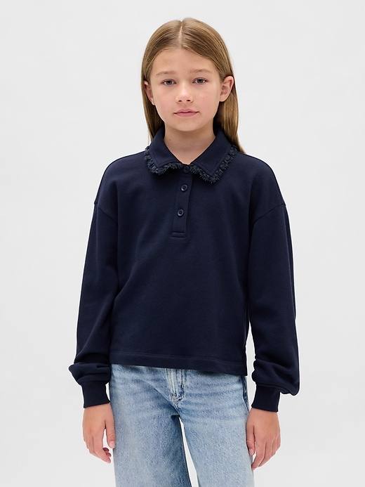 sweat-shirt polo enfant en molleton avec bordure en dentelle