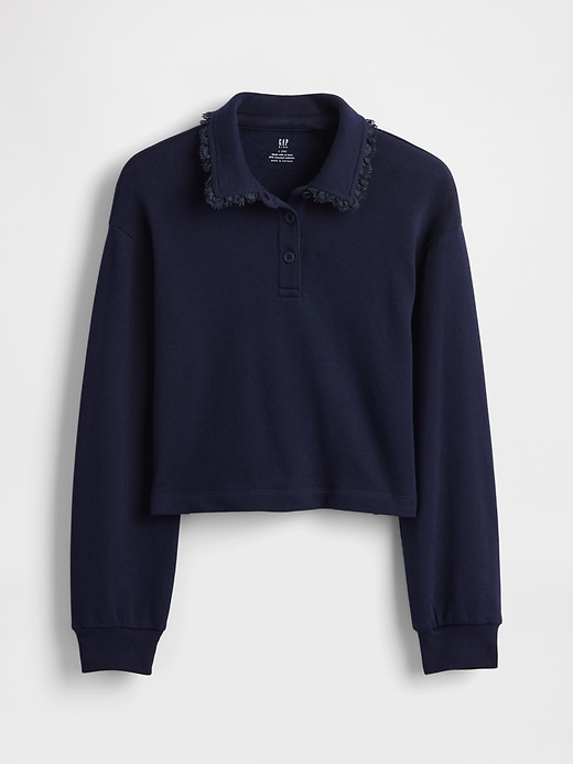 sweat-shirt polo enfant en molleton avec bordure en dentelle