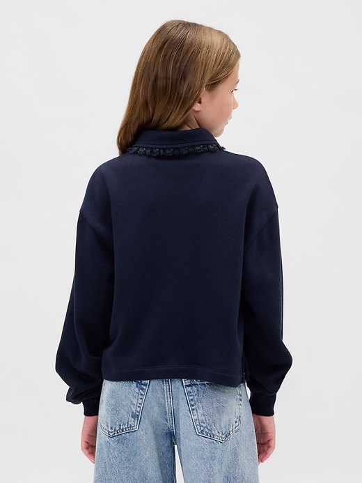 sweat-shirt polo enfant en molleton avec bordure en dentelle