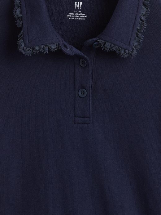 sweat-shirt polo enfant en molleton avec bordure en dentelle