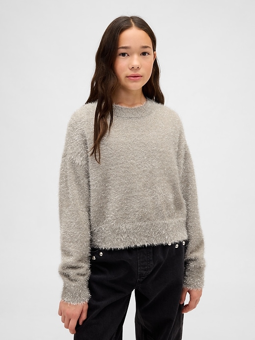 pull à col rond métallisé pour enfants