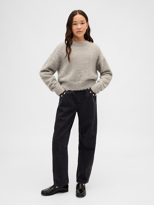 pull à col rond métallisé pour enfants
