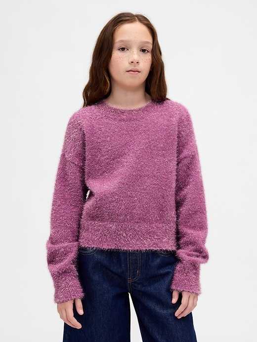 pull à col rond métallisé pour enfants