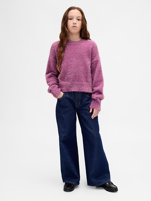 pull à col rond métallisé pour enfants