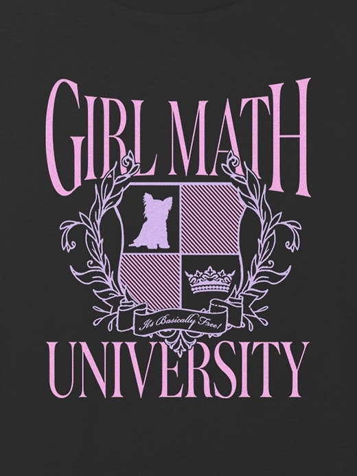 t-shirt court carré graphique université des mathématiques pour fille