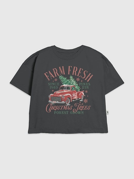 t-shirt graphique pour enfants avec sapins de noël frais de la ferme