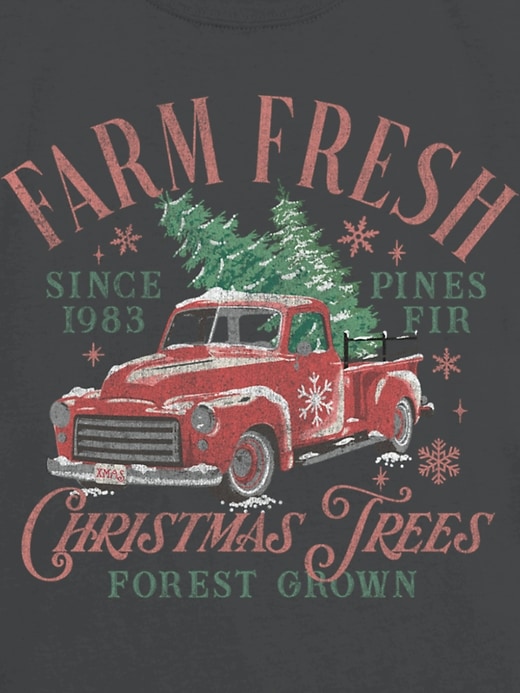 t-shirt graphique pour enfants avec sapins de noël frais de la ferme