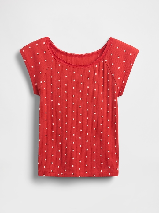 t-shirt enfant à bordure en dentelle ajourée