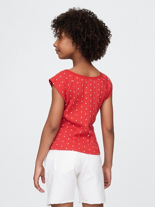 t-shirt enfant à bordure en dentelle ajourée