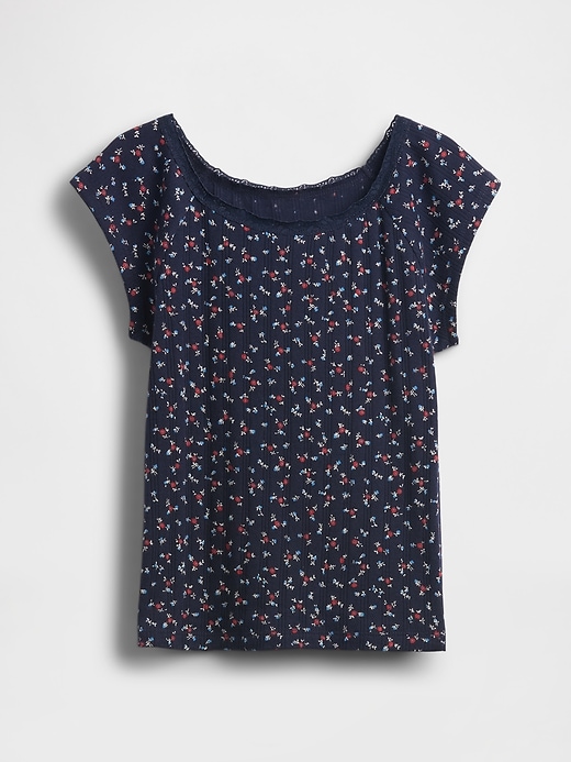 t-shirt enfant à bordure en dentelle ajourée