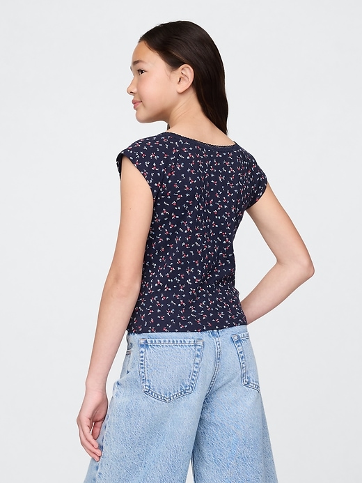 t-shirt enfant à bordure en dentelle ajourée