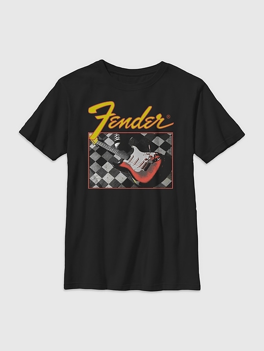 t-shirt enfant fender à carreaux en forme de guitare
