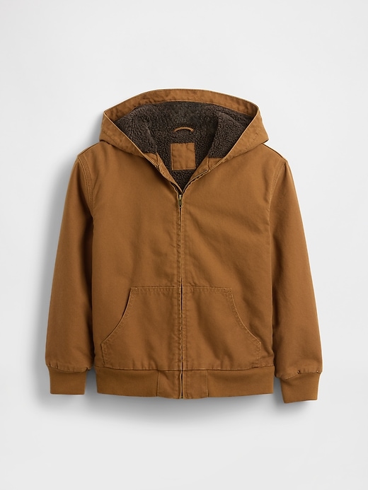 sweat à capuche en toile et denim doublé sherpa pour enfants