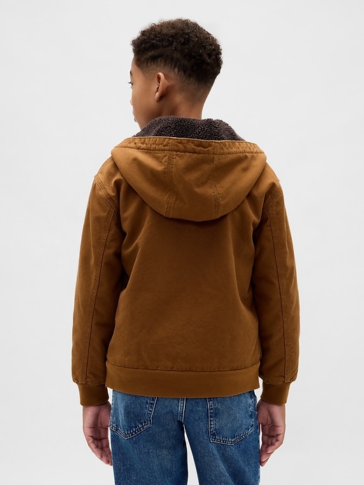 sweat à capuche en toile et denim doublé sherpa pour enfants