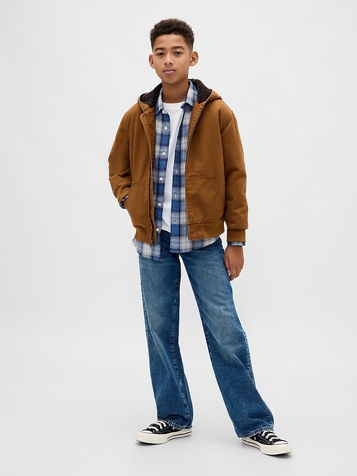 sweat à capuche en toile et denim doublé sherpa pour enfants