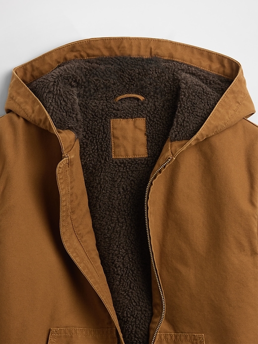 sweat à capuche en toile et denim doublé sherpa pour enfants