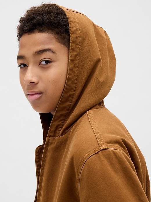 sweat à capuche en toile et denim doublé sherpa pour enfants