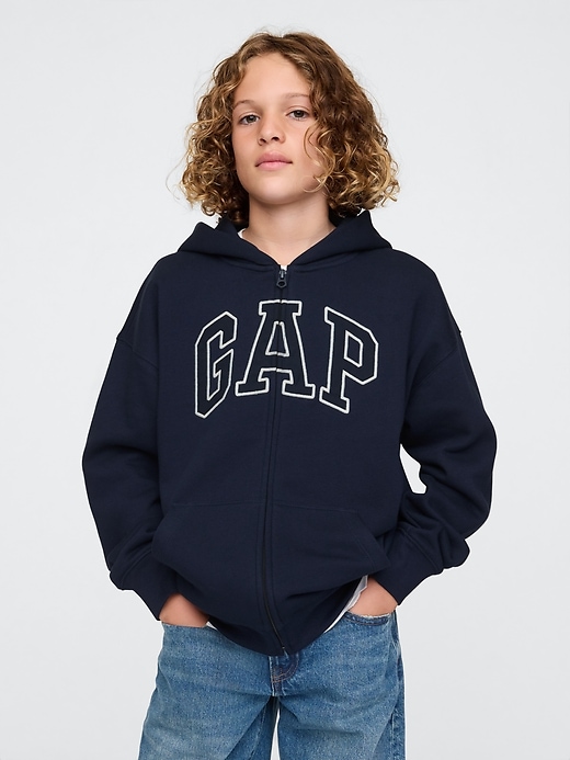sweat à capuche zippé vintage pour enfants avec logo doux