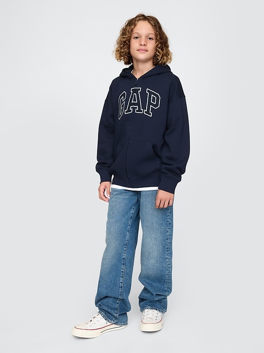 sweat à capuche zippé vintage pour enfants avec logo doux