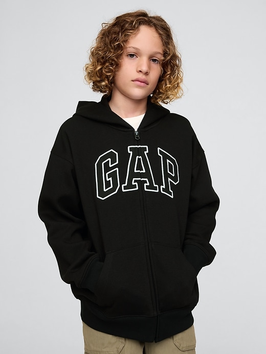 sweat à capuche zippé vintage pour enfants avec logo doux