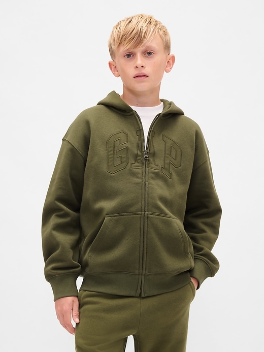 sweat à capuche zippé pour enfants vintagesoft avec logo