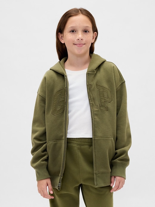 sweat à capuche zippé pour enfants vintagesoft avec logo