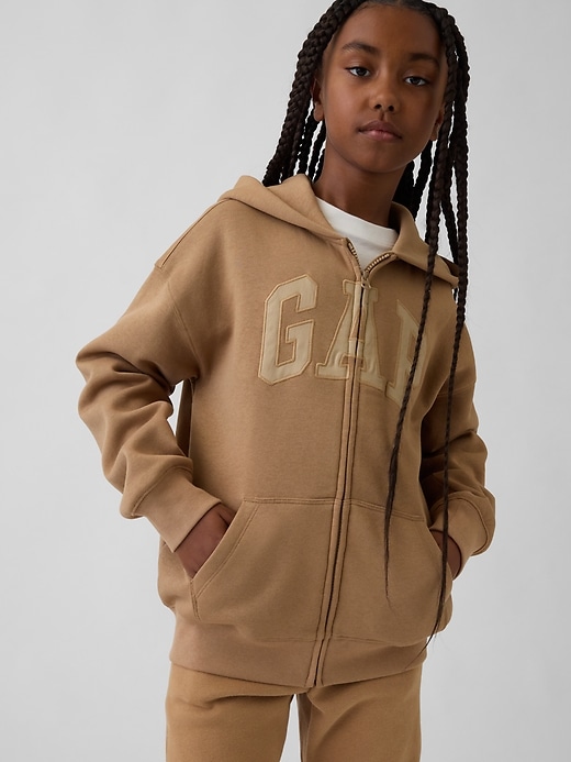sweat à capuche zippé pour enfants vintagesoft avec logo