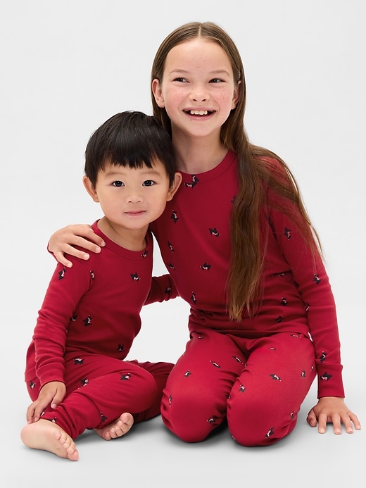 ensemble pyjama de noël en coton bio brossé pour enfants et bébés