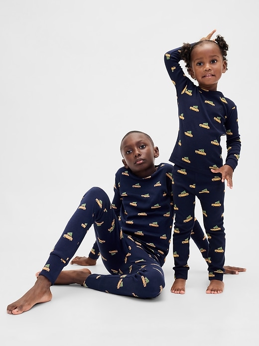 ensemble pyjama de noël en coton bio brossé pour enfants et bébés