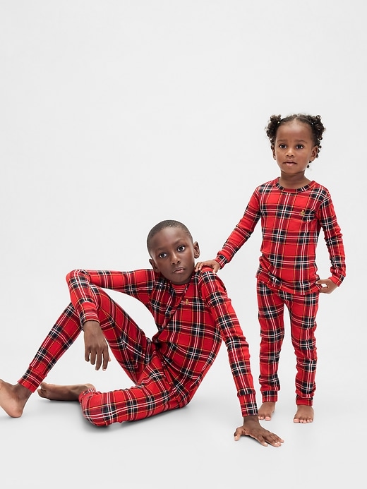 ensemble pyjama de noël en coton bio brossé pour enfants et bébés