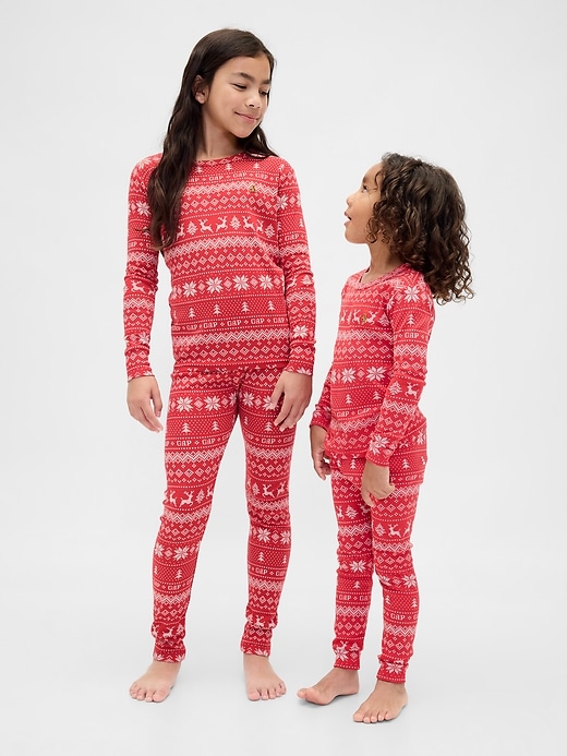 ensemble pyjama de noël en coton bio brossé pour enfants et bébés